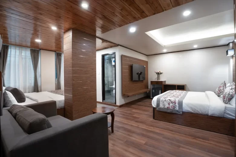 Family non view room in Darjeeling with two king beds for 4 guests