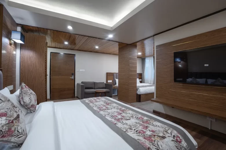 Family non view room in Darjeeling with two king beds for 4 guests