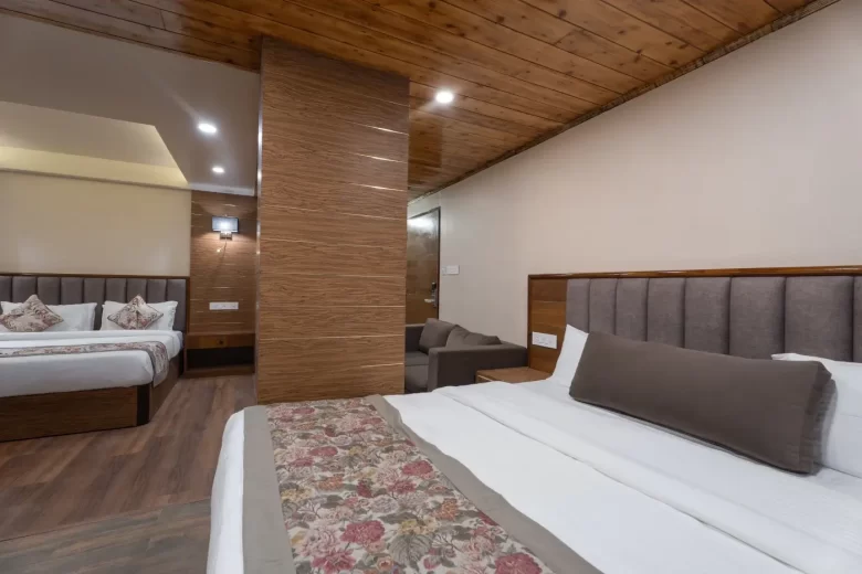 Family non view room in Darjeeling with two king beds for 4 guests